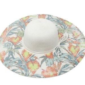 straw hat Tropical leaf print